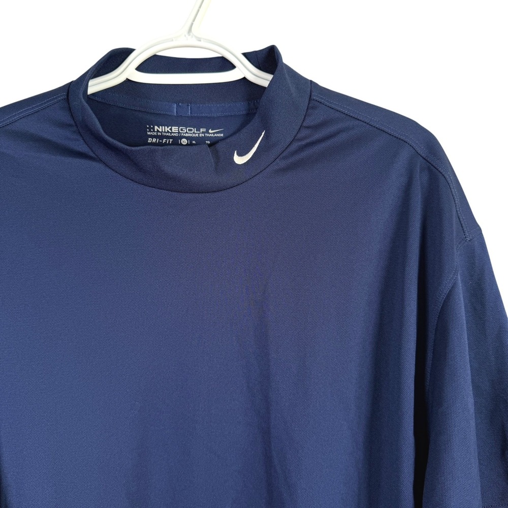 Nike Golf Mock Neck Shirt Mens XL Navy Blue Dri-FIT Short Sleeve 358357-420